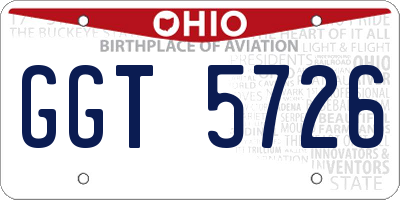 OH license plate GGT5726