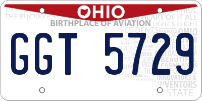 OH license plate GGT5729