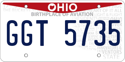 OH license plate GGT5735