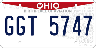 OH license plate GGT5747