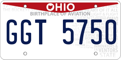 OH license plate GGT5750