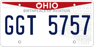 OH license plate GGT5757