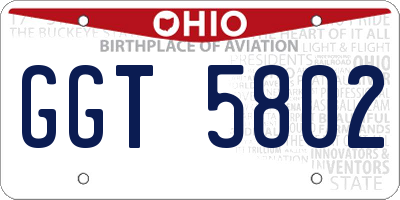 OH license plate GGT5802