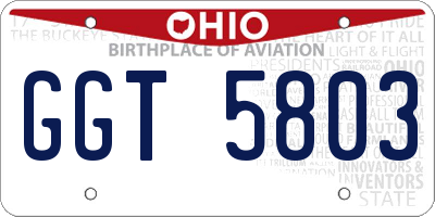OH license plate GGT5803