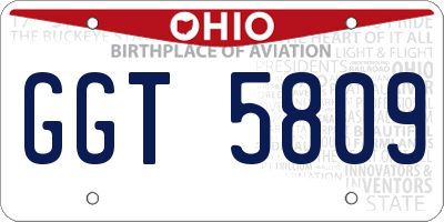 OH license plate GGT5809