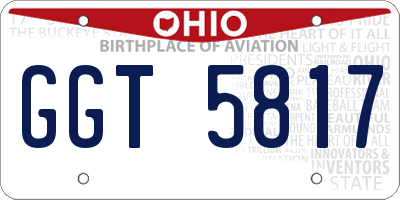 OH license plate GGT5817