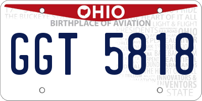 OH license plate GGT5818