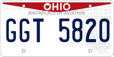 OH license plate GGT5820