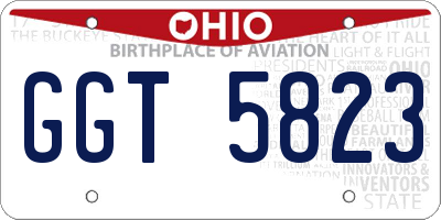 OH license plate GGT5823
