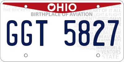 OH license plate GGT5827