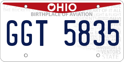 OH license plate GGT5835
