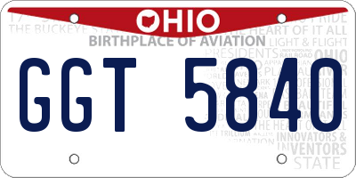 OH license plate GGT5840