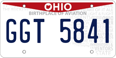 OH license plate GGT5841