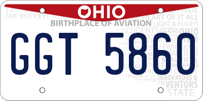 OH license plate GGT5860