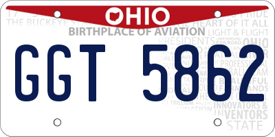 OH license plate GGT5862