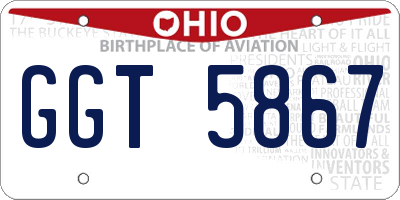 OH license plate GGT5867