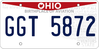 OH license plate GGT5872