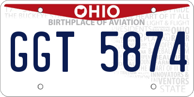 OH license plate GGT5874