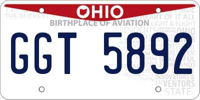 OH license plate GGT5892