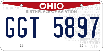 OH license plate GGT5897