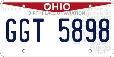 OH license plate GGT5898