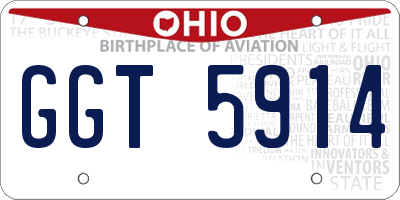 OH license plate GGT5914