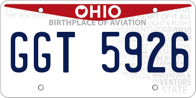 OH license plate GGT5926