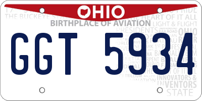 OH license plate GGT5934