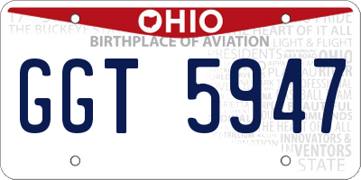 OH license plate GGT5947