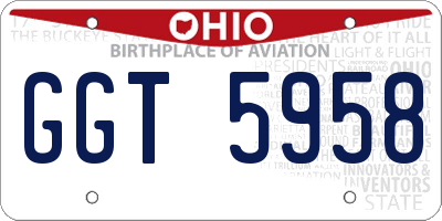 OH license plate GGT5958