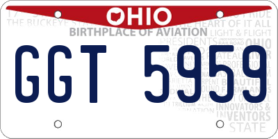 OH license plate GGT5959