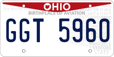 OH license plate GGT5960