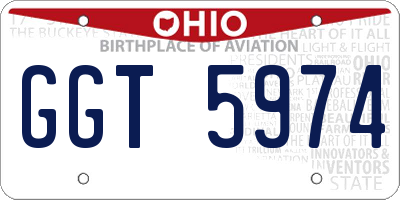 OH license plate GGT5974