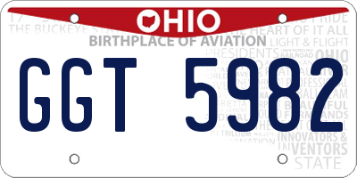 OH license plate GGT5982