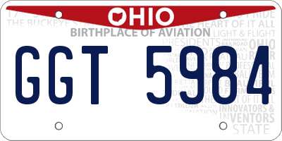 OH license plate GGT5984