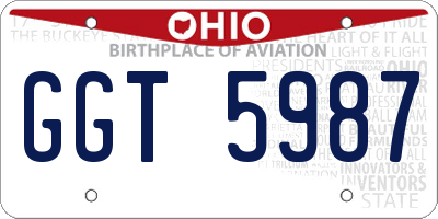 OH license plate GGT5987