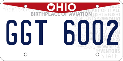 OH license plate GGT6002