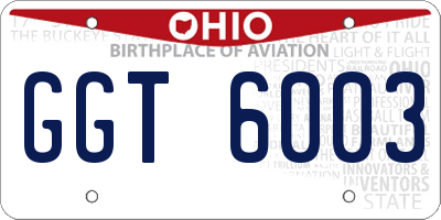 OH license plate GGT6003