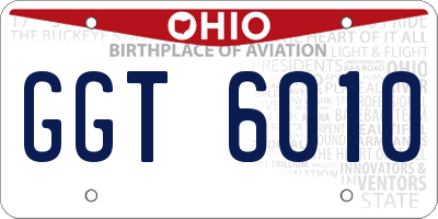 OH license plate GGT6010