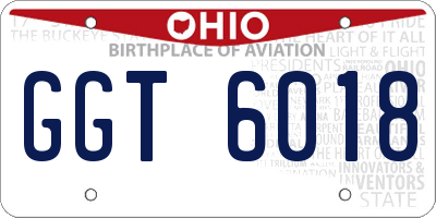 OH license plate GGT6018