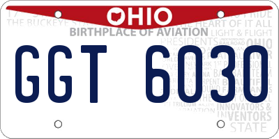 OH license plate GGT6030