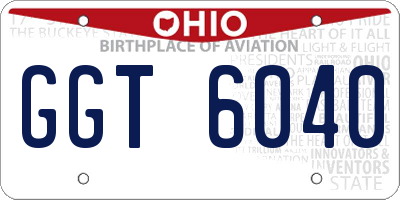 OH license plate GGT6040