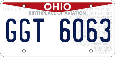 OH license plate GGT6063