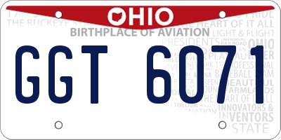 OH license plate GGT6071
