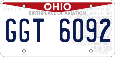 OH license plate GGT6092