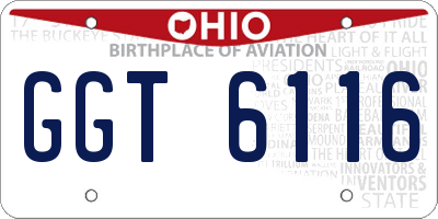 OH license plate GGT6116