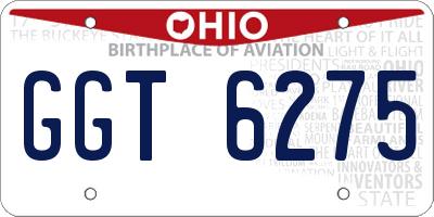 OH license plate GGT6275