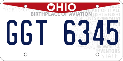 OH license plate GGT6345