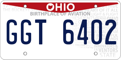 OH license plate GGT6402