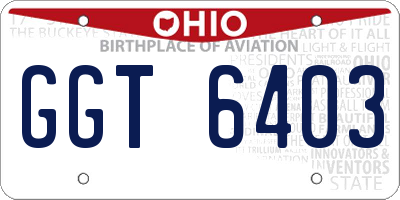OH license plate GGT6403